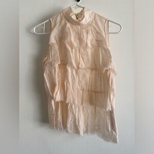Pencey Pale Pink Raw Edge Tiered Blouse XS